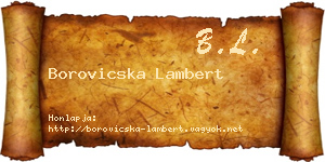 Borovicska Lambert névjegykártya